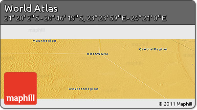 Physical Panoramic Map of the Area around 21° 3' 11" S, 23° 52' 30" E