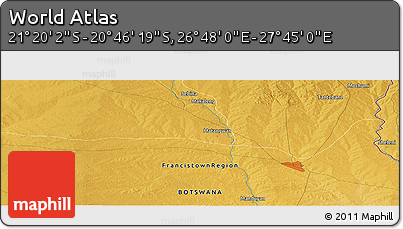 Physical Panoramic Map of the Area around 21° 3' 11" S, 27° 16' 29" E