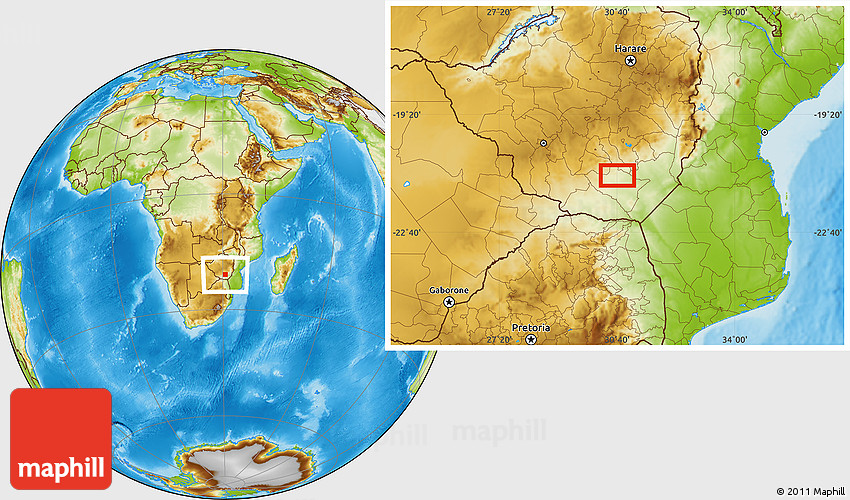 Physical Location Map of Rutenga