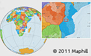 Political Location Map of the area around 21° 3' 11" S, 33° 13' 30" E