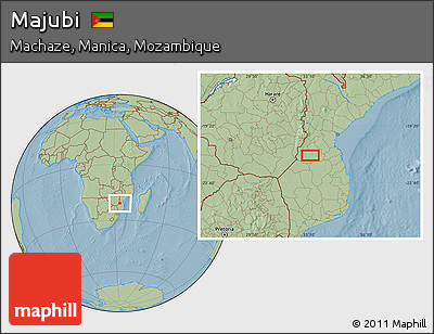 Savanna Style Location Map of Majubi, hill shading