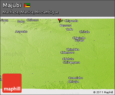 Physical Panoramic Map of Majubi