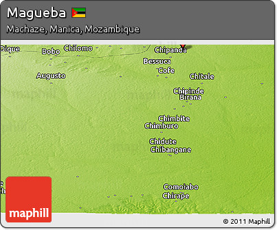 Physical Panoramic Map of Magueba
