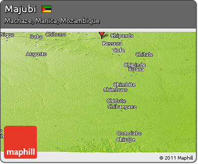 Physical Panoramic Map of Majubi