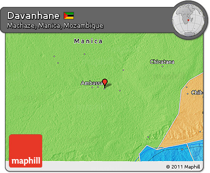 Political 3D Map of Davanhane