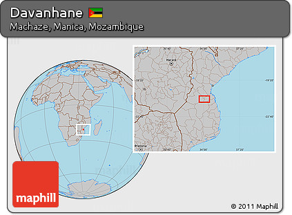 Gray Location Map of Davanhane