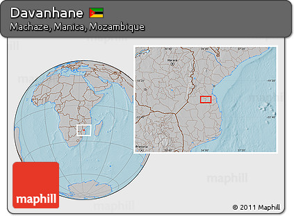 Gray Location Map of Davanhane, hill shading