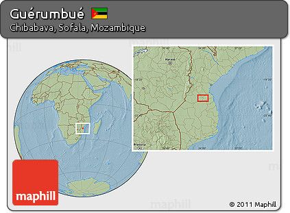 Savanna Style Location Map of Guérumbué, hill shading