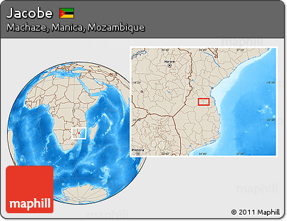 Shaded Relief Location Map of Jacobe