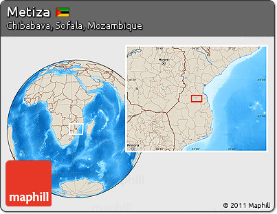 Shaded Relief Location Map of Metiza