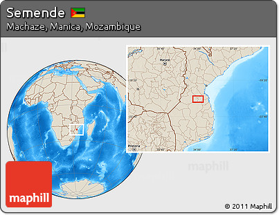 Shaded Relief Location Map of Semende