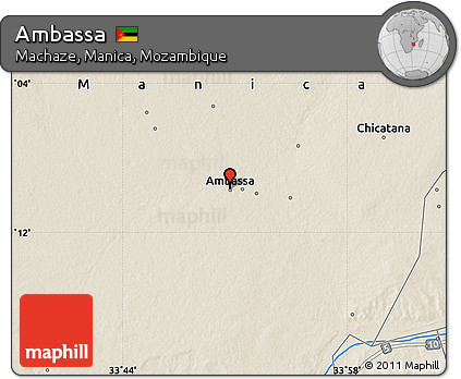 Shaded Relief Map of Ambassa