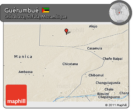 Shaded Relief Panoramic Map of Guérumbué