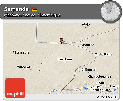 Shaded Relief Panoramic Map of Semende