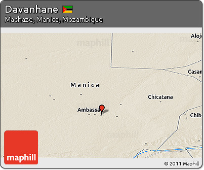 Shaded Relief Panoramic Map of Davanhane