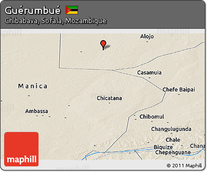 Shaded Relief Panoramic Map of Guérumbué