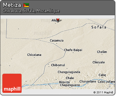 Shaded Relief Panoramic Map of Metiza