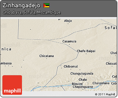Shaded Relief Panoramic Map of Zinhangadejo