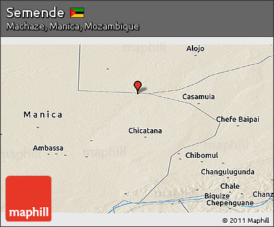 Shaded Relief Panoramic Map of Semende