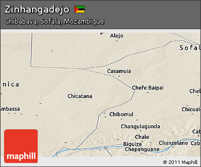 Shaded Relief Panoramic Map of Zinhangadejo