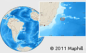 Shaded Relief Location Map of the area around 21° 3' 11" S, 38° 10' 29" W