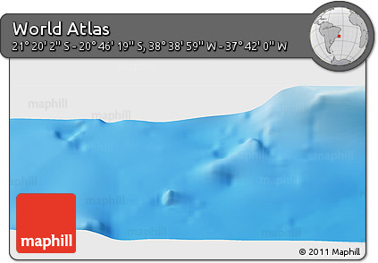 Shaded Relief Panoramic Map of the Area around 21° 3' 11" S, 38° 10' 29" W