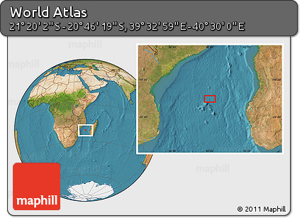 Satellite Location Map of the Area around 21° 3' 11" S, 40° 1' 29" E