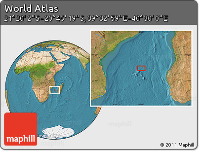 Satellite Location Map of the Area around 21° 3' 11" S, 40° 1' 29" E
