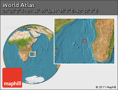 Satellite Location Map of the Area around 21° 3' 11" S, 41° 43' 30" E