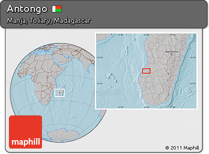 Gray Location Map of Antongo, hill shading