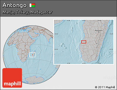 Gray Location Map of Antongo, hill shading