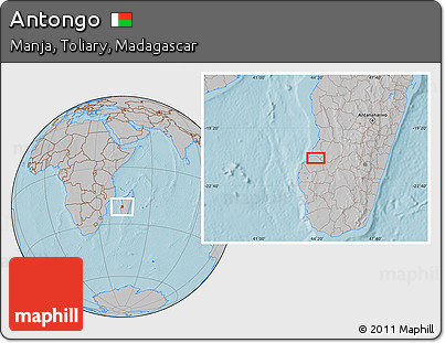 Gray Location Map of Antongo, hill shading