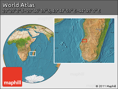 Satellite Location Map of the Area around 21° 3' 11" S, 44° 16' 29" E