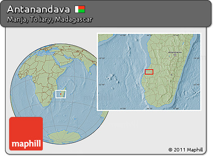 Savanna Style Location Map of Antanandava, hill shading