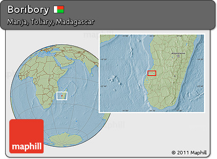 Savanna Style Location Map of Boribory, hill shading