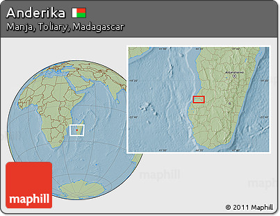 Savanna Style Location Map of Anderika, hill shading