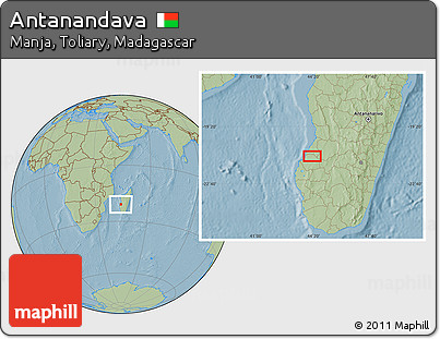 Savanna Style Location Map of Antanandava, hill shading