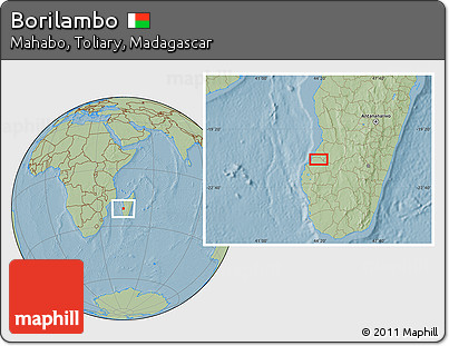 Savanna Style Location Map of Borilambo, hill shading