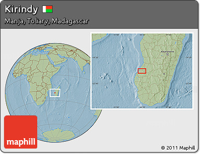 Savanna Style Location Map of Kirindy, hill shading