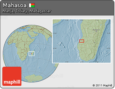 Savanna Style Location Map of Mahasoa, hill shading