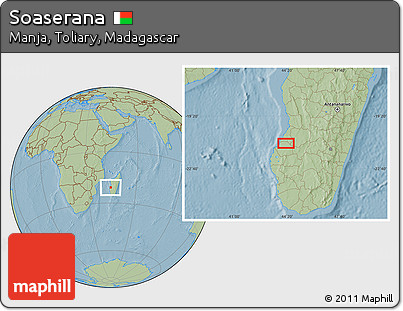Savanna Style Location Map of Soaserana, hill shading