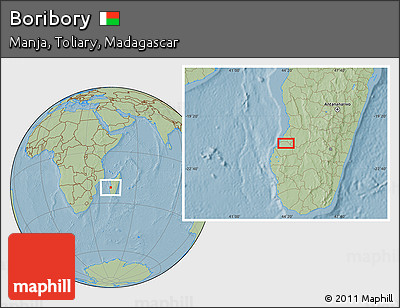 Savanna Style Location Map of Boribory, hill shading