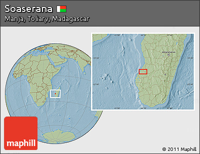 Savanna Style Location Map of Soaserana, hill shading