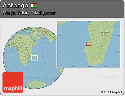 Savanna Style Location Map of Antongo