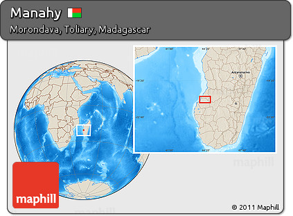 Shaded Relief Location Map of Manahy