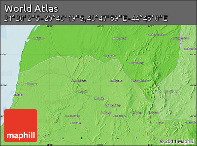 Political Map of the Area around 21° 3' 11" S, 44° 16' 29" E