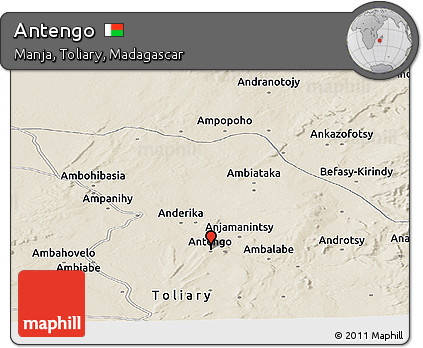 Shaded Relief Panoramic Map of Antengo