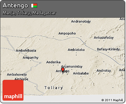 Shaded Relief Panoramic Map of Antengo