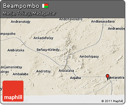 Shaded Relief Panoramic Map of Beampombo