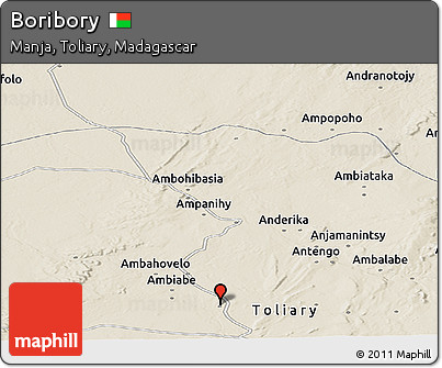 Shaded Relief Panoramic Map of Boribory